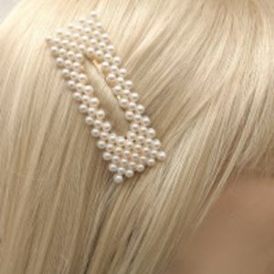 2-Pack Pearl Covered Rectangle Barrette Hair Clips